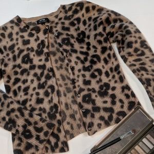 Apt. 9 Leopard Print Cashmere Cardigan - M